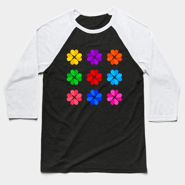 Colorful Lucky Clovers Pack Baseball T-Shirt by alien3287